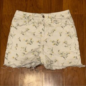 BA&SH Floral Shorts White with Yellow Flowers High Rise Denim size 0